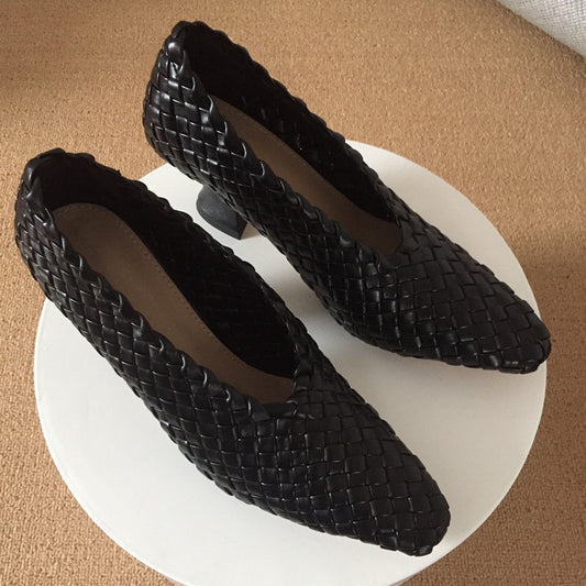 Cowhide Woven Single Shoes Are Breathable