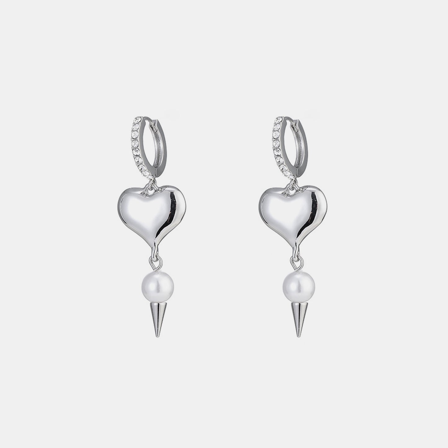 Alloy Rhinestone Synthetic Pearl Heart Earrings