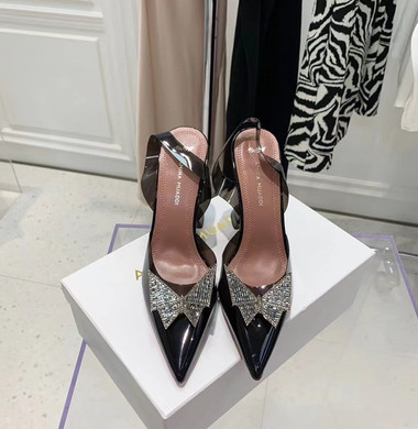 Sandalias de punta estrecha con lazo transparente de PVC para mujer