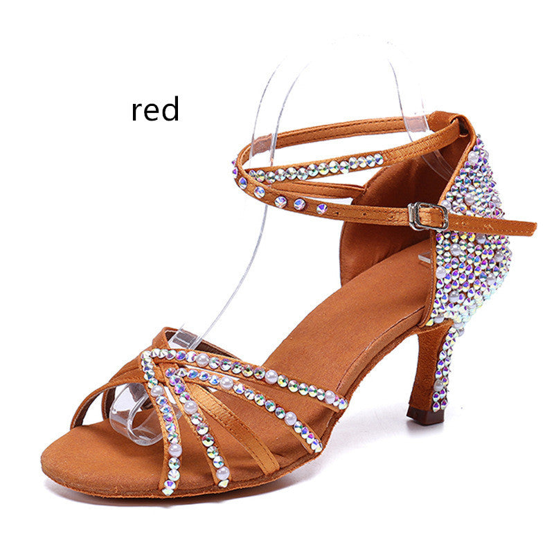 Chaussures de danse latine strass perle Satin femme