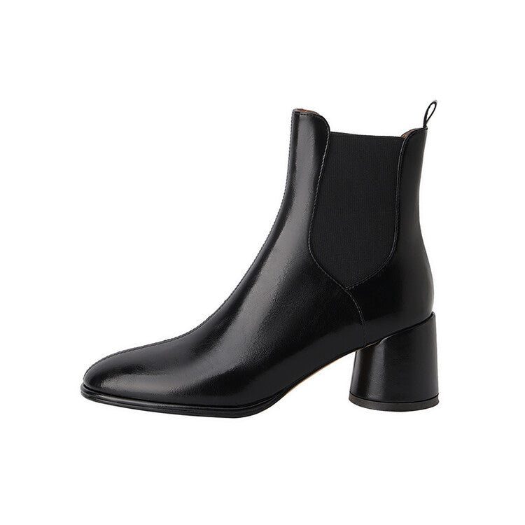 He And Her Sweet Joint British Style Chunky High-heeled Ankle Boots