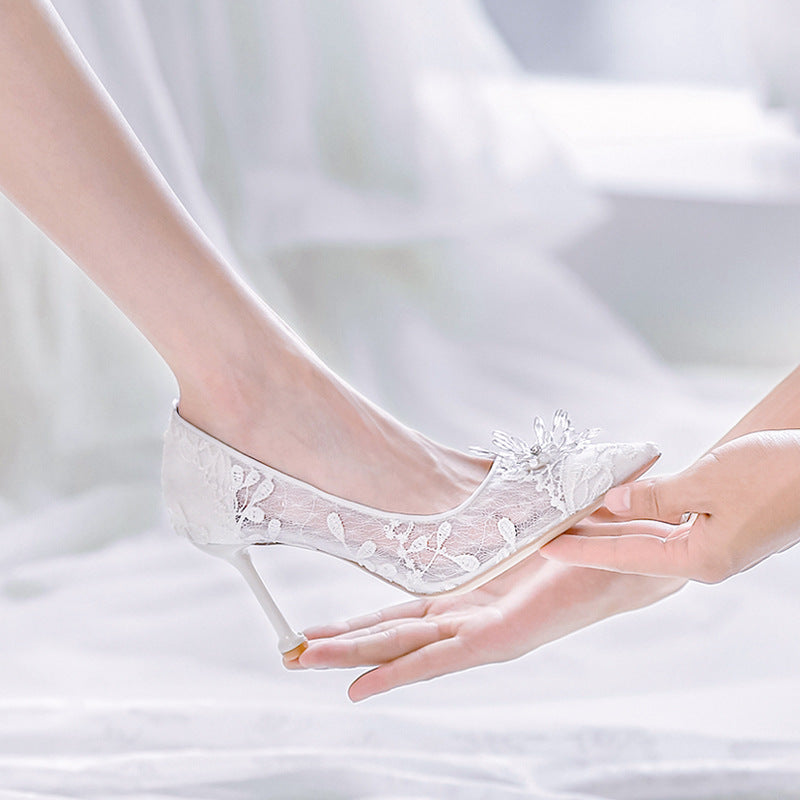 Vestido de novia blanco con tacones altos para mujer Crystal