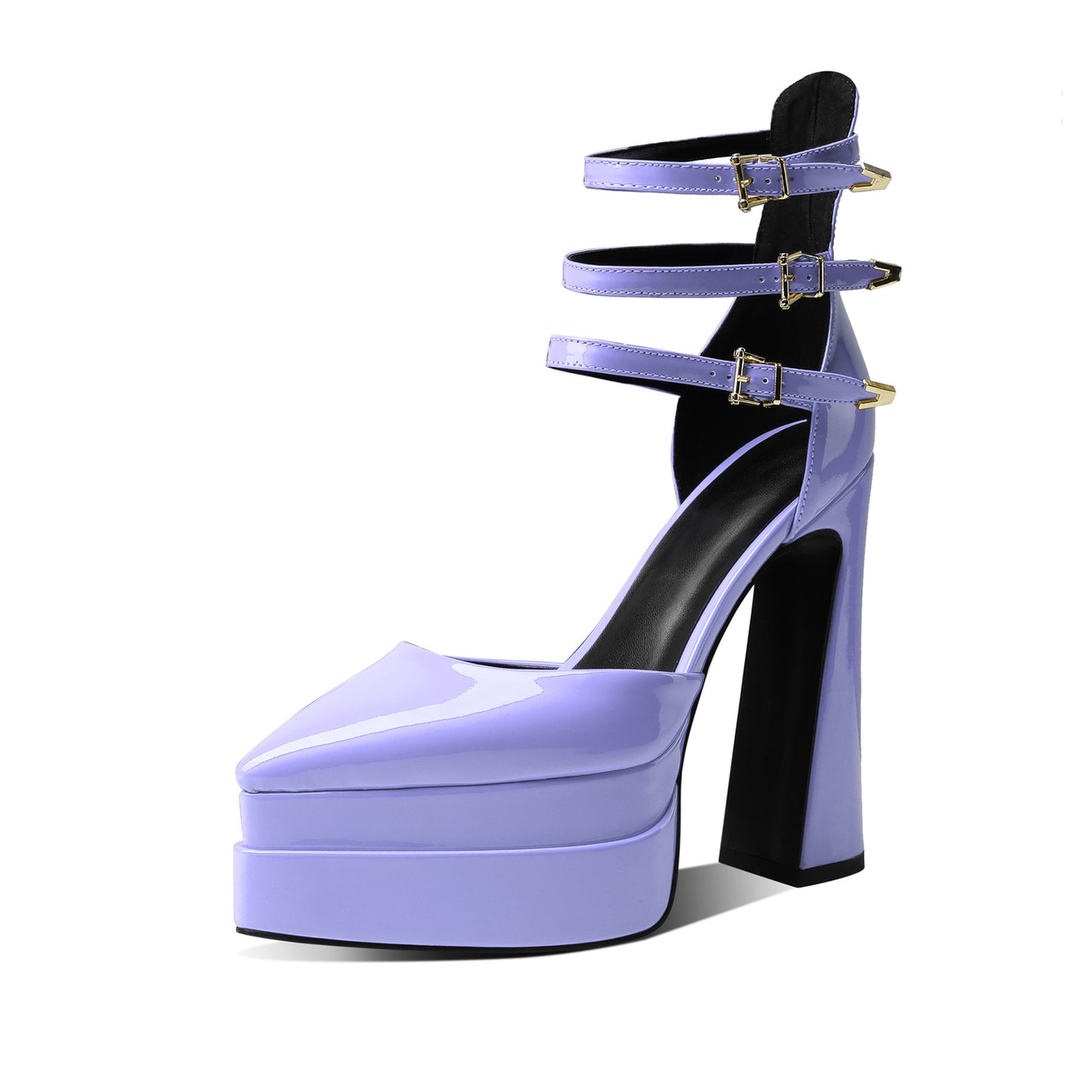 Women's Fashion Casual Solid Color Waterproof Platform Thick Heel Pointed Sandals