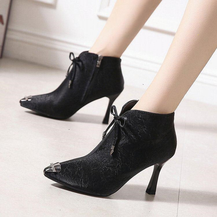 Korean Pointed Toe High Heels Stiletto Ankle Boots