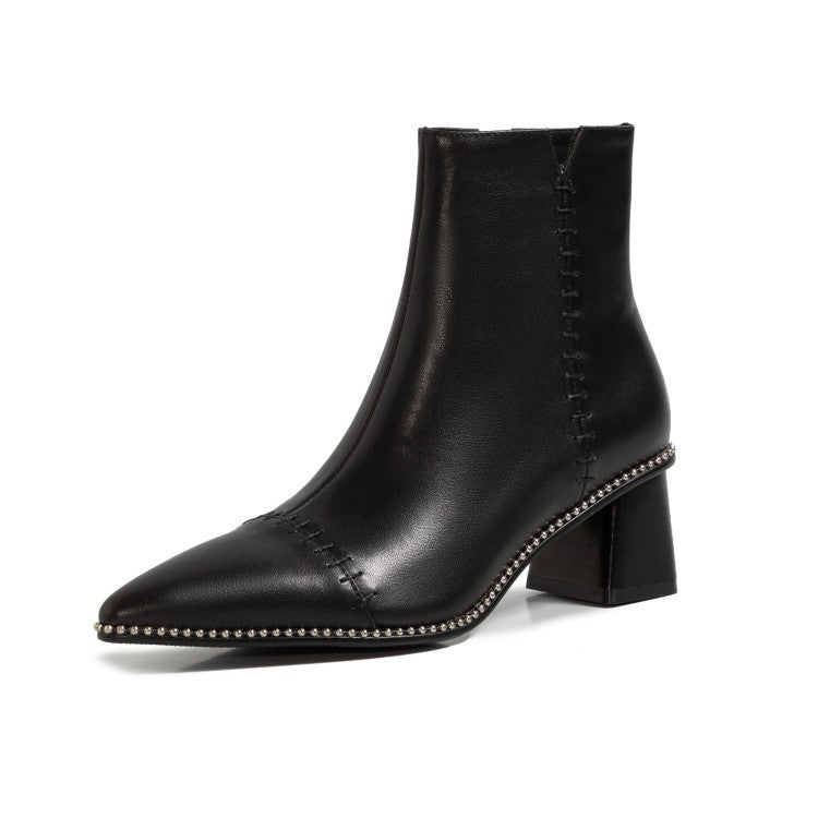 Botas Martin de tacón alto con cuentas de metal que combinan con todo Botas desnudas simples