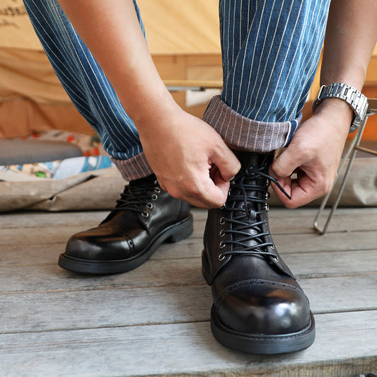 Zapatos de cuero casuales de moda para hombres con suelas gruesas