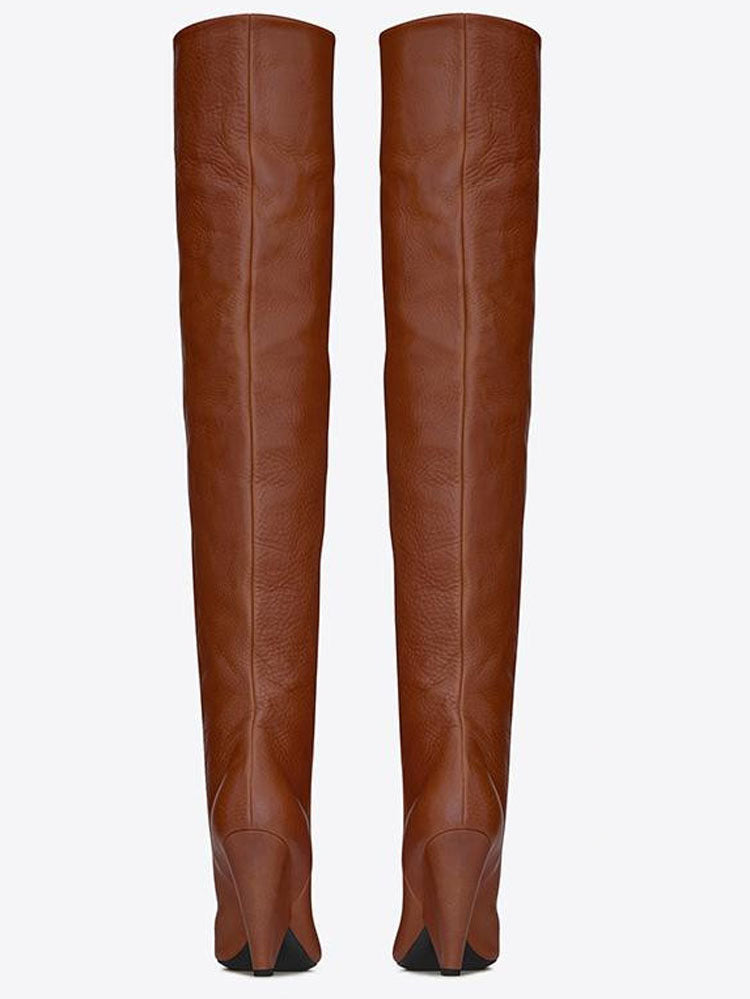 Pointed-toe Folds Profiled Heel Over The Knee Boots Women's One-step Sleeves Are Thinner