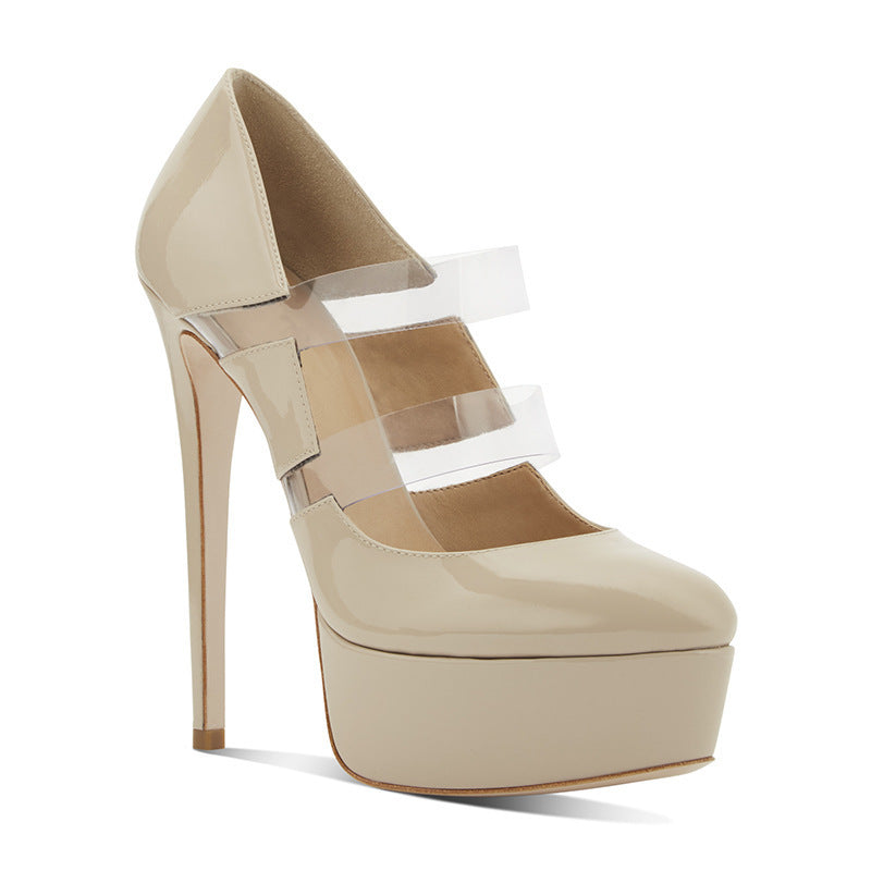 Chaussures pour femmes Plate-forme de couture en PVC Talons hauts