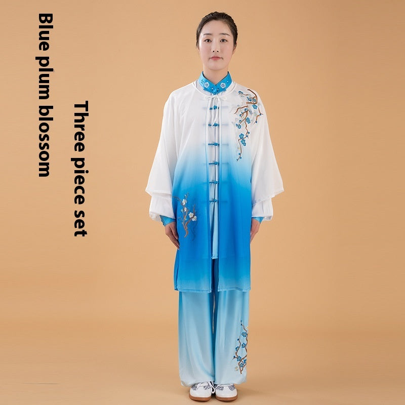 Milk Silk Gradient Color Tai Ji Suit Middle-aged And Elderly Martial Arts Costume Suit