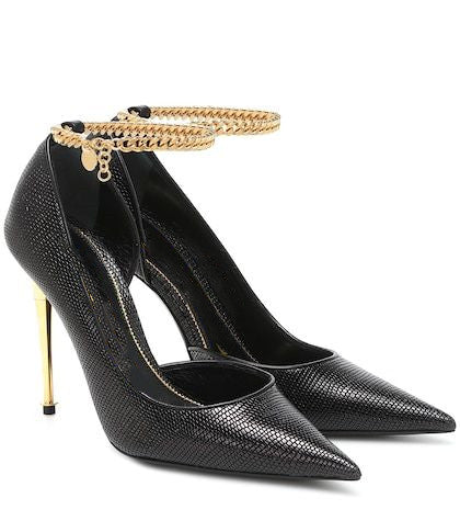 Pointed Padlock Gold Heel Fashion Catwalk High Heels