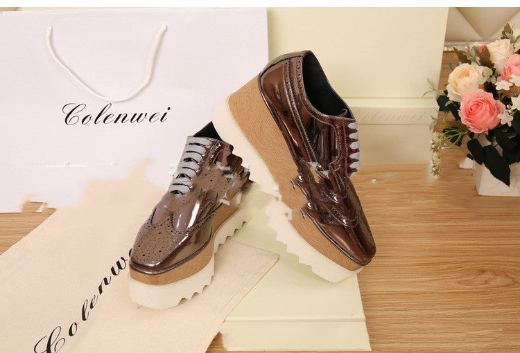 Women's Shoes With Carved Waterproof Platform Wedges