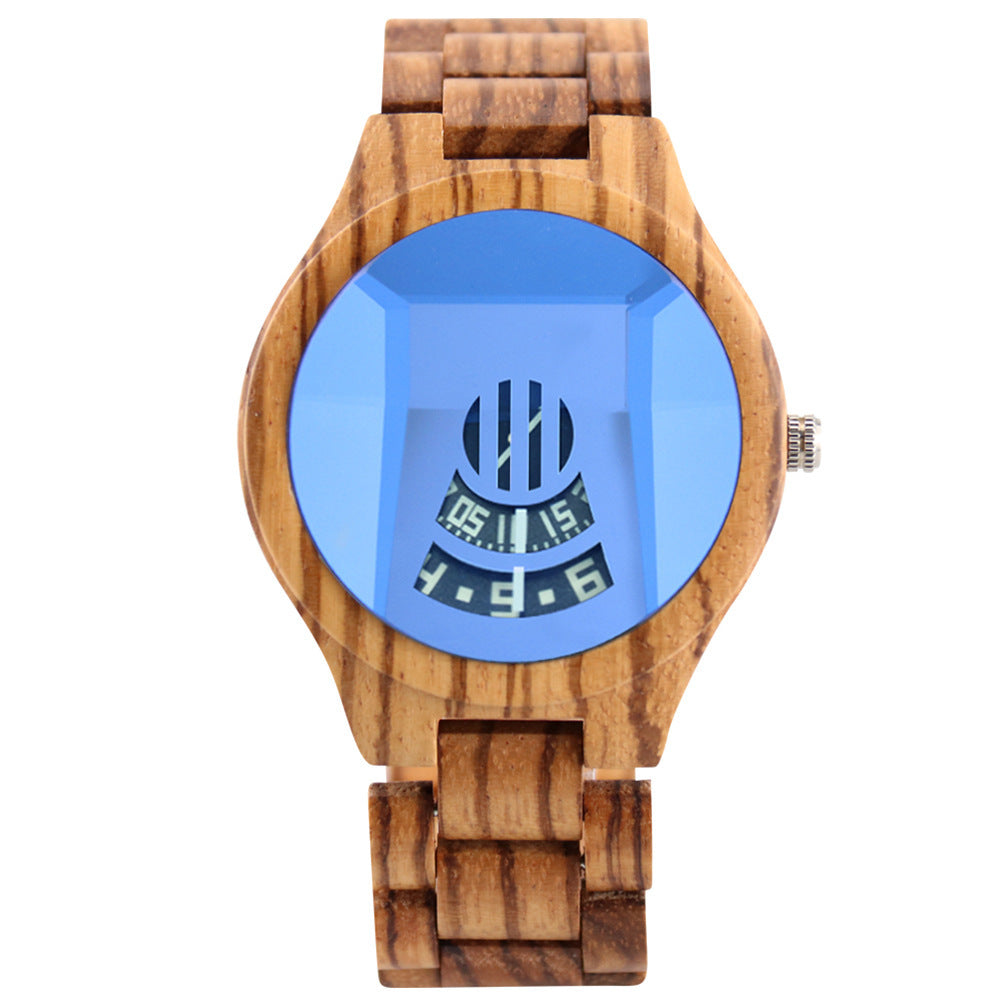 Reloj de cuarzo con esfera grande de madera negra Tech