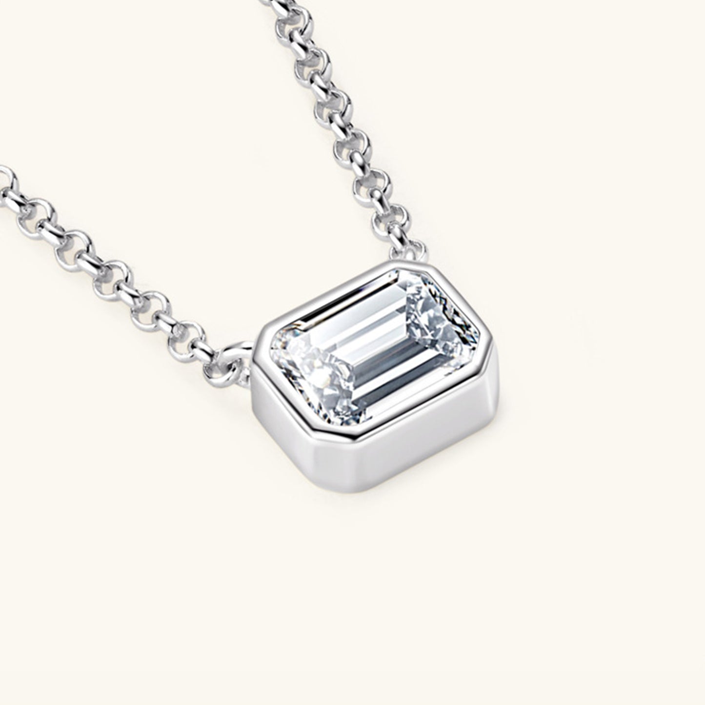 Collier pendentif en argent sterling 925 moissanite 1 carat