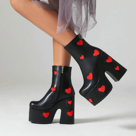 Muffin Thick Bottom Chunky Heel High Heel Martin Boots