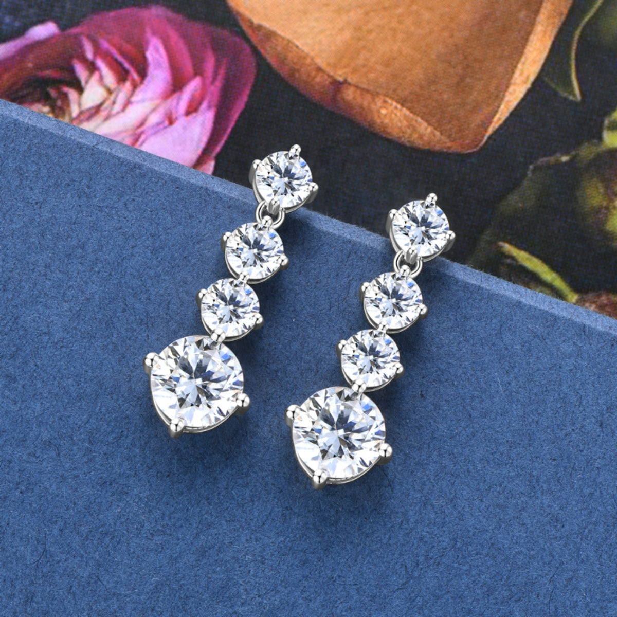 Boucles d'oreilles en argent sterling 925 moissanite 4 carats