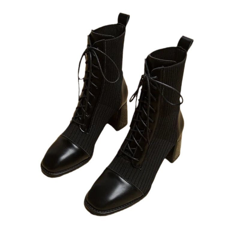 Botines Otoño e Invierno Zapatos de Mujer Botas Sencillas Botas Martin de Tacón Alto