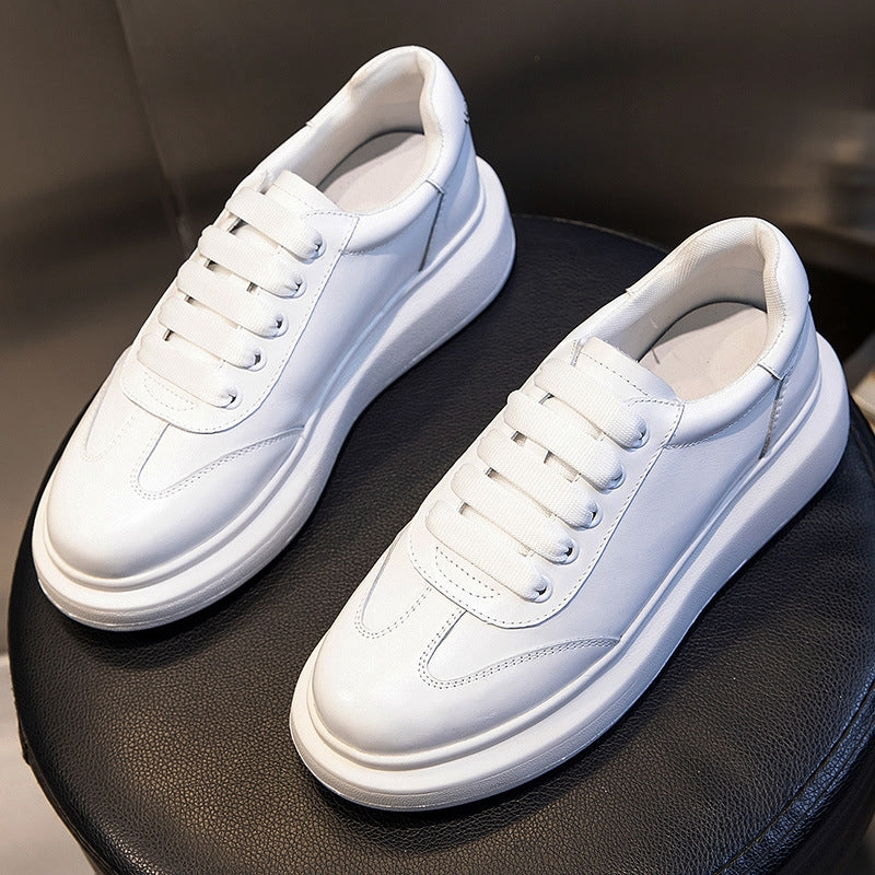 Hong Kong première couche cuir blanc chaussures sport plat décontracté