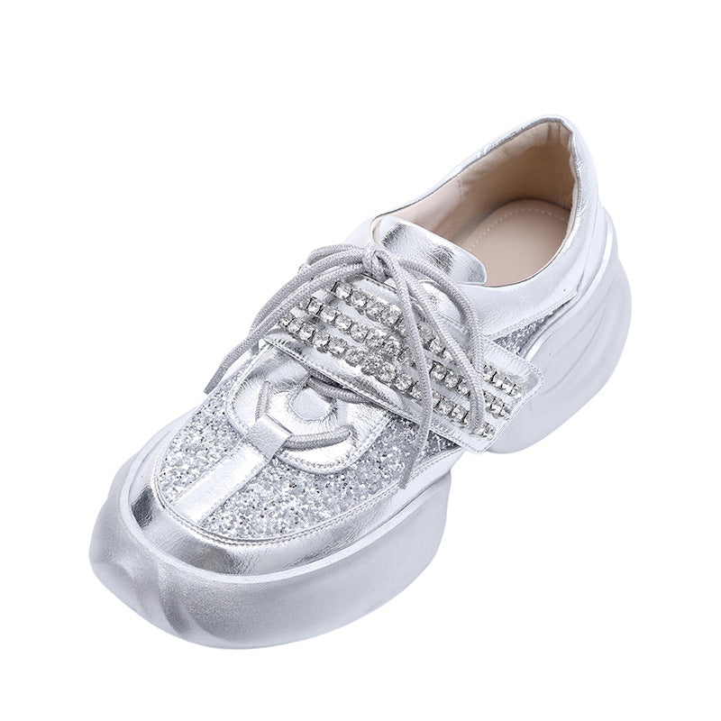 Cool Rhinestone Platform Daddy Shoes Middle Heel Fairy