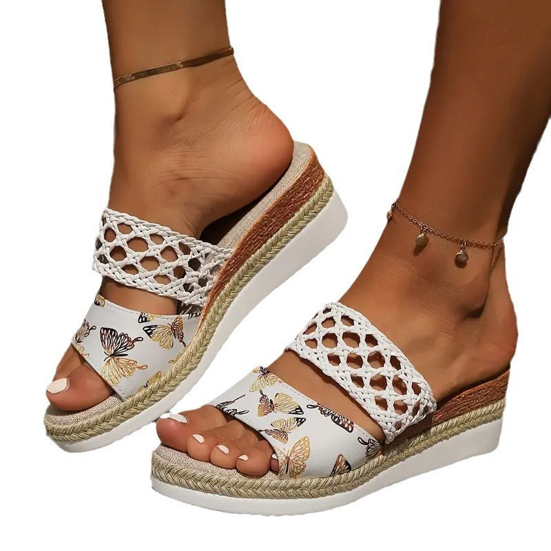 New Plus Size Rope Bottom Platform Peep Toe Sandals