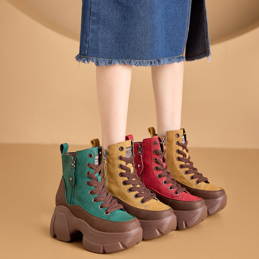 Botas cortas informales pequeñas retro para mujer