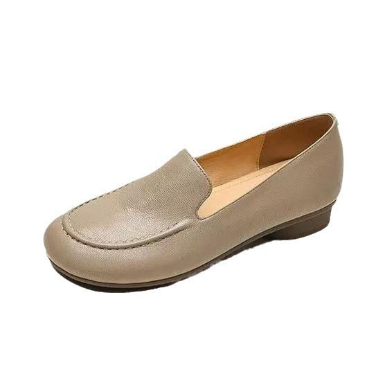 Mocasines de estilo retro con punta redonda y suela plana, sin cordones, estilo británico, con suela blanda, para mujer