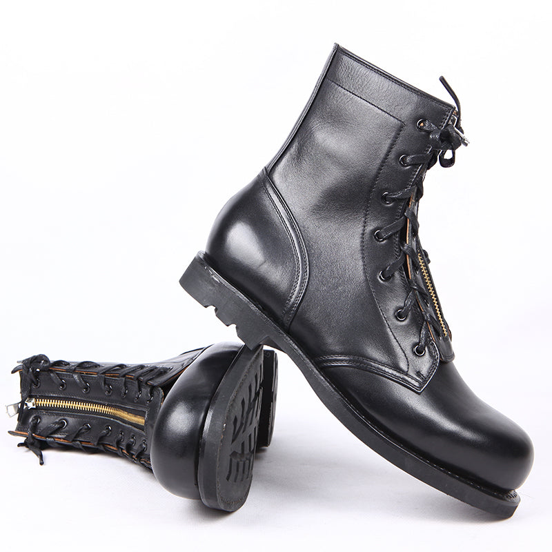 Leather High Top Round Toe Boots