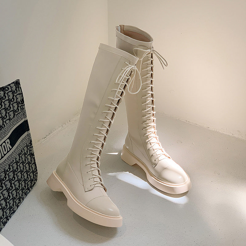 Bottes hautes à plateforme tendance et simples pour femmes