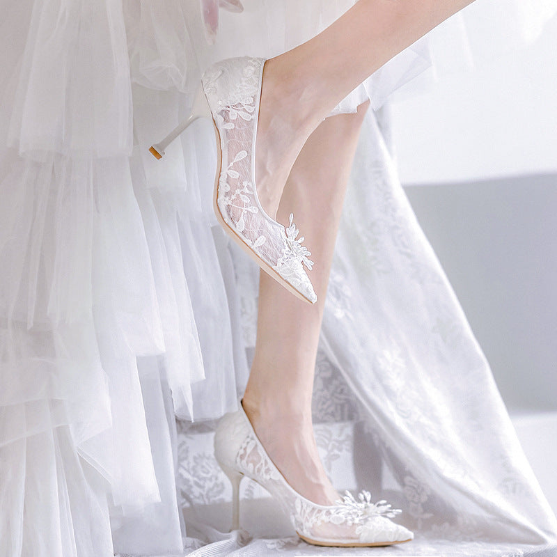 Vestido de novia blanco con tacones altos para mujer Crystal