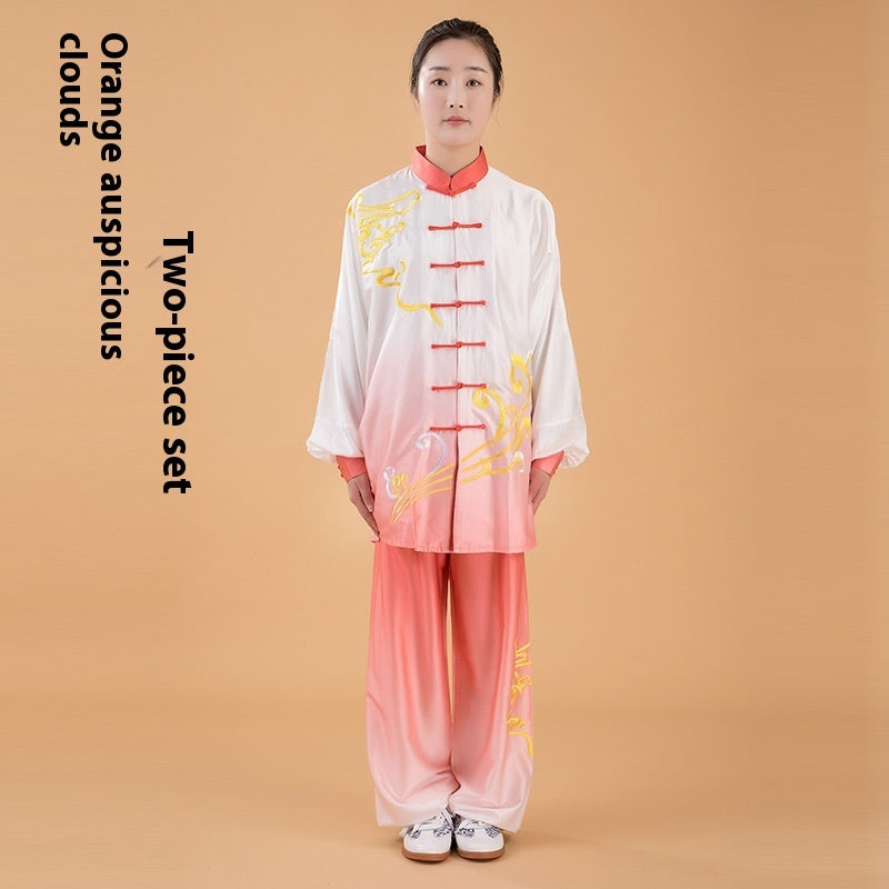 Milk Silk Gradient Color Tai Ji Suit Middle-aged And Elderly Martial Arts Costume Suit