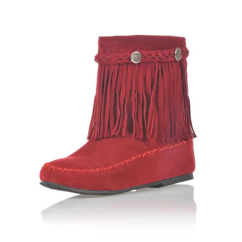 Height Increasing Insole Tassel Plus Size Short Boots