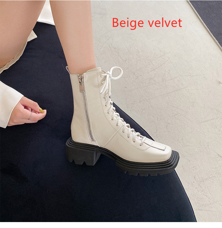 New Style Short Boots Women French Retro Thick Sole