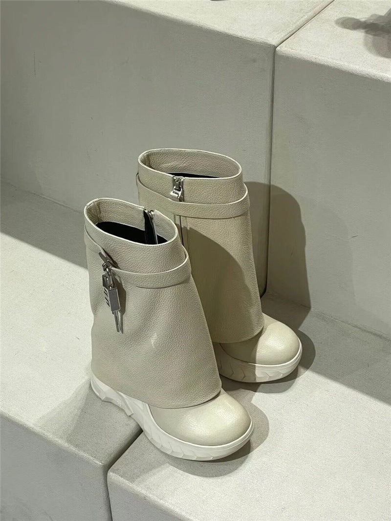 Botas extragrandes de felpa de longitud media para mujer