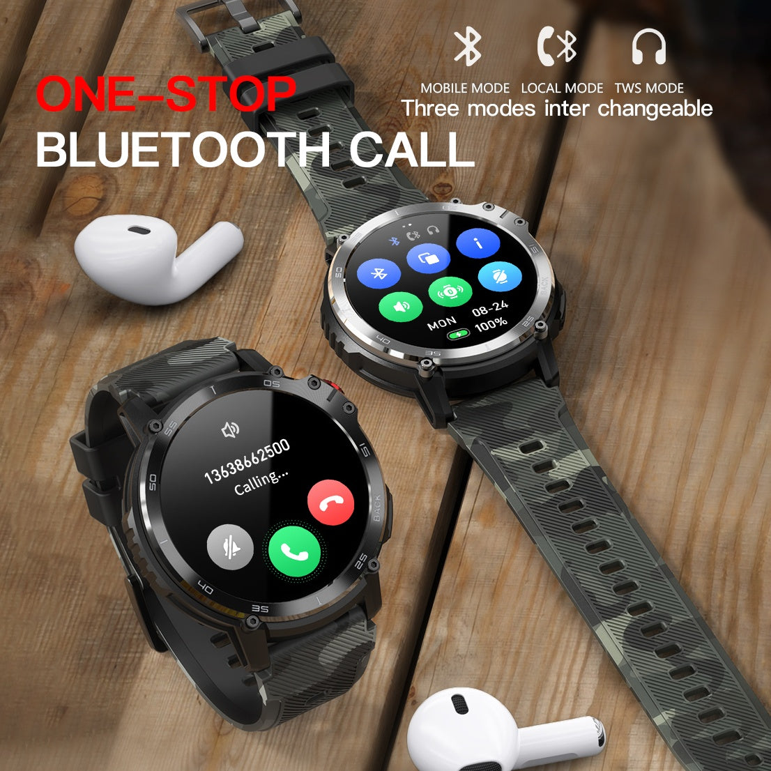 Bluetooth Llamada Música Tres Reloj Anti-inteligente