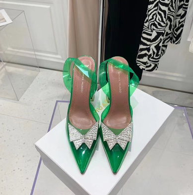 Sandalias de punta estrecha con lazo transparente de PVC para mujer