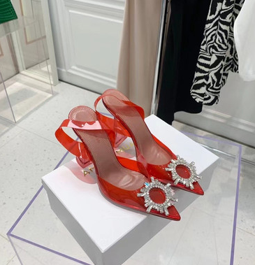 Sandalias de punta estrecha con lazo transparente de PVC para mujer